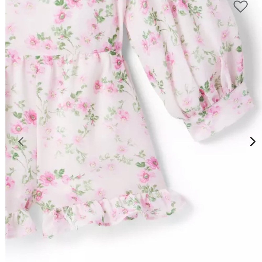 Janie & Jack FLORAL RUFFLE CHIFFON ROMPER - Picture 5 of 12